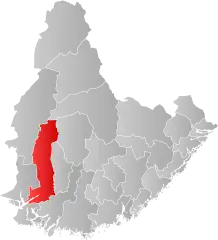 Lage der Kommune in der Provinz Agder