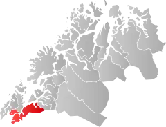 Lage der Kommune in der Provinz Troms