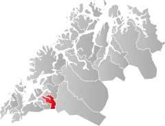 Lage der Kommune in der Provinz Troms