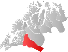 Lage der Kommune in der Provinz Troms