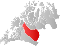 Lage der Kommune in der Provinz Troms