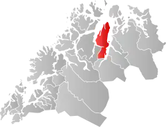 Lage der Kommune in der Provinz Troms