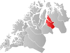 Lage der Kommune in der Provinz Troms