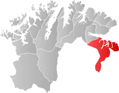 Lage der Kommune in der Provinz Finnmark