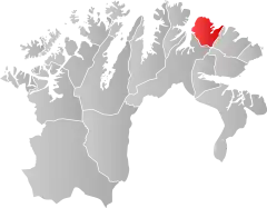 Lage der Kommune in der Provinz Finnmark