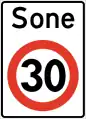 Beginn der Geschwindigkeits-begrenzungszone