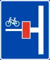 Ankündigung einer für Radfahrer durchgängigen Sackgasse links (Norwegen)
