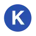 Rundes Liniensymbol mit dem weißen Großbuchstaben K in dunkelblau gefülltem Kreis