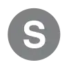 Rundes Liniensymbol mit den weißen Großbuchstaben S in mittelgrau gefülltem Kreis vor neutralem Hintergrund