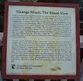 Informationstafel zur Geschichte aus Sicht der Maori am Abel Tasman Monument