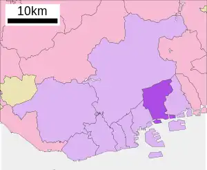 Lage Nada-kus in der Stadt Kōbe
