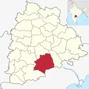 Positionskarte des Distrikts Nalgonda