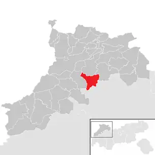 Lage der Gemeinde Namlos im Bezirk Reutte (anklickbare Karte)