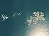 Ujima (links), Yawazu-jima (Mitte) und Ōshima (rechts)