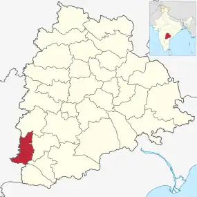 Positionskarte des Distrikts Narayanpet