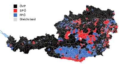 Stärkste Partei auf Gemeindeebene (ohne Wahlkarten)