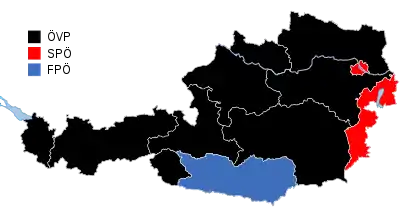 Stärkste Partei auf Ebene der Bundesländer (mit Wahlkarten)