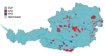 Stärkste Partei auf Gemeindeebene (ohne Wahlkarten)