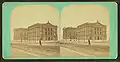 Das MIT (links) und das New England Museum of Natural History (rechts) an der Boylston Street Ecke Berkeley Street, ca. 1870