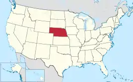 Karte der USA, Nebraska hervorgehoben