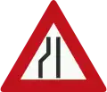 J19: Einseitig (links) verengte Fahrbahn