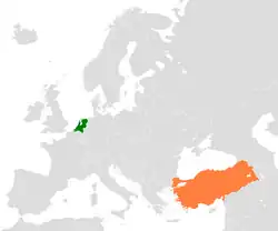 Lage von Königreich der Niederlande und Türkei