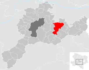 Lage der Gemeinde Neulengbach im Bezirk St. Pölten-Land (anklickbare Karte)