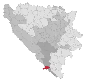 Lage der Gemeinde Neum in Bosnien und Herzegowina (anklickbare Karte)