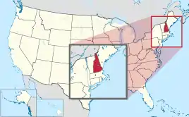 Karte der USA, New Hampshire hervorgehoben