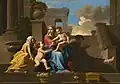 In dem Gemälde Die Treppenmadonna von Nicolas Poussin von 1648 bewirken die über die gesamte Bildbreite verlaufenden, vorgelagerten Treppenstufen eine Überhöhung der Heiligen Familie. Zudem kann man sich vorstellen, dass die Betrachtenden die drei Weihegabe auf der untersten Treppenstufe gerade abgelegt haben. Dadurch werden sie einbezogen, bleiben aber auf Distanz.