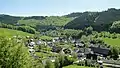 Blick vom Knetterberg auf Niedersorpe sowie die Berge Hardt und Schellhorn