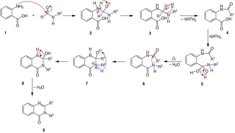 Reaktionsmechanismus der Niementowski-Reaktion