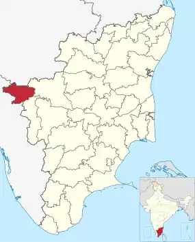 Positionskarte des Distrikts Nilgiris