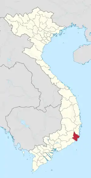 Karte von Vietnam mit der Provinz Ninh Thuận hervorgehoben