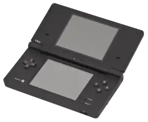 Schwarzer Nintendo DSi, aufgeklappt