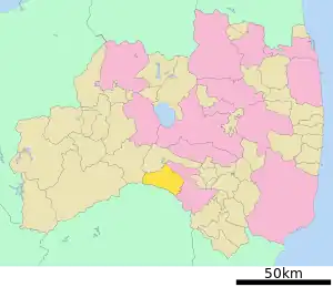Lage Nishigōs in der Präfektur