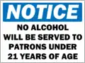 Ausschank­bestimmungen der Vereinigten Staaten:Ein typisches Hinweisschild, welches in Bars, Tavernen und Restaurants ausgehängt wird.