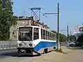 Eine Straßenbahn (Typ 71-608) in Noginsk (Betrieb eingestellt 2013)