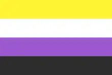 Yellow, white, light purple, and black stripes.