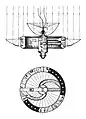 Rotierende Raumstation; Illustration aus Herman Potočniks Das Problem der Befahrung des Weltraums (1929).