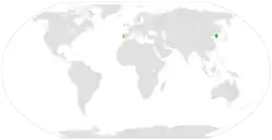 Lage von Nordkorea und Portugal