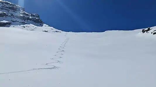 Abfahrt vom Tscheischhorn Richtung Pürder Alpa.