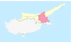 Lage des Distrikts Gazimağusa auf Zypern