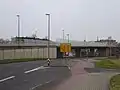 Anbindung des Ebertplatzes (Löbtau). Der nicht angebundene Einfädelstreifen ist die Bauvorleistung einer nicht realisierten Rampe zur Fabrikstraße.
