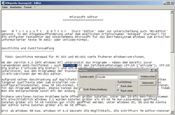 Bildschirmausdruck des Editors unter Windows 2000
