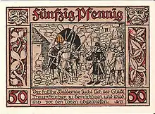Scheinrückseite E: „Der falsche Waldemar sucht sich der Stadt Treuenbrietzen zu bemächtigen, und wird vor den Toren abgewiesen.“