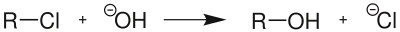 Reaktion von Alkylchloriden mit Hydroxid-Ionen zu Alkoholen