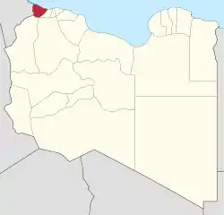 Die Lage von Munizip an-Nuqat al-Chams in Libyen