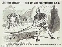 Mit dem Angebot auf das Zollparlament baut Bismarck einen Steg über den Main, Kladderadatsch, 28. Juni 1868, im Hintergrund als Wolke, Napoleon III