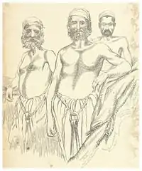 Murdan Khan und Gefährten aus Lucknow in Ketten (um 1840)